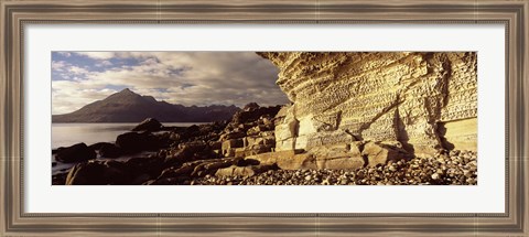 Framed Rock formations on an island, Elgol, Isle Of Skye, Inner Hebrides, Scotland Print