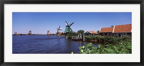 Framed Open air museum at the waterfront, Zaanse Schans, Zaanstad, North Holland, Netherlands Print