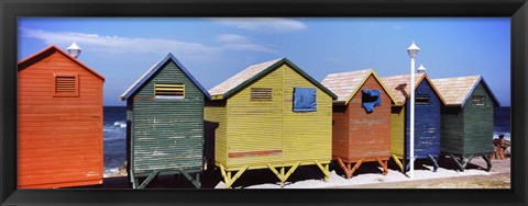 Framed Colorful huts on the beach, St. James Beach, Cape Town, Western Cape Province, South Africa Print