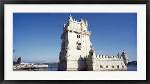 Framed Tower at the riverbank, Belem Tower, Lisbon, Portugal Print