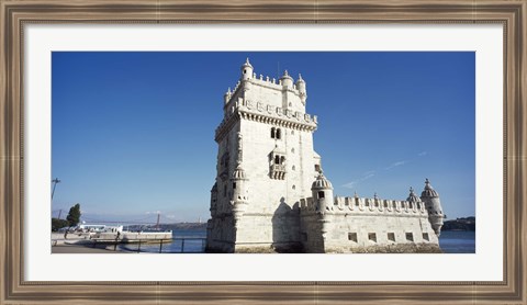 Framed Tower at the riverbank, Belem Tower, Lisbon, Portugal Print