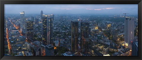 Framed Aerial view of a city, Frankfurt, Hesse, Germany Print