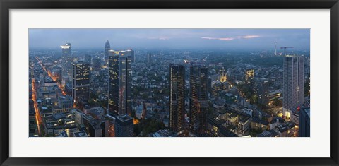 Framed Aerial view of a city, Frankfurt, Hesse, Germany Print