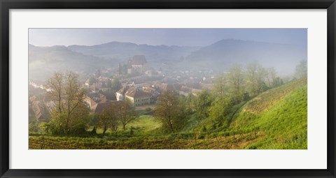 Framed High angle view of houses in a village, Biertan, Sibiu County, Transylvania, Romania Print