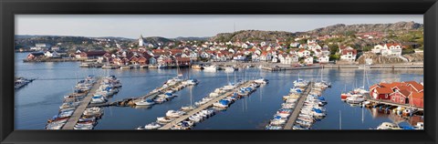 Framed Boats at a harbor, Skarhamn, Tjorn, Bohuslan, Vastra Gotaland County, Sweden Print