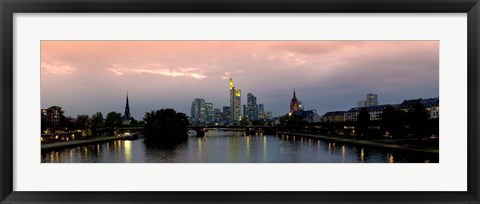 Framed Reflection of buildings in water, Main River, Frankfurt, Hesse, Germany 2010 Print