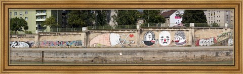 Framed Graffiti on a wall at the riverside, Wien River, Vienna, Austria Print