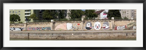 Framed Graffiti on a wall at the riverside, Wien River, Vienna, Austria Print