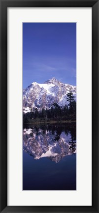 Framed Reflection of Mt Shuksan, Picture Lake, North Cascades National Park, Washington State (vertical) Print