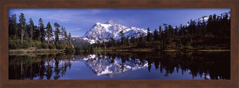 Framed Mt Shuksan Reflection at Picture Lake, North Cascades National Park Print