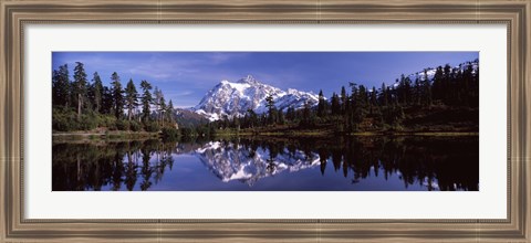 Framed Mt Shuksan Reflection at Picture Lake, North Cascades National Park Print