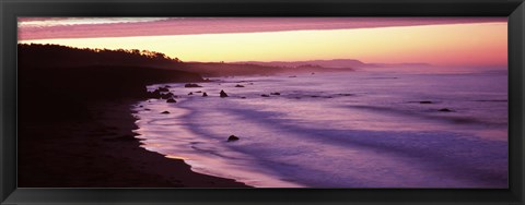 Framed Tide on the beach, California, USA Print