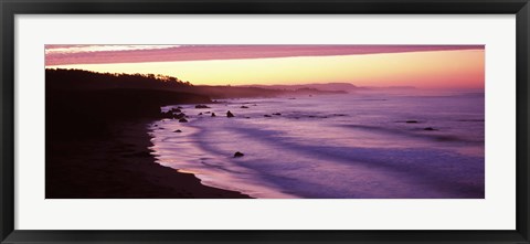 Framed Tide on the beach, California, USA Print