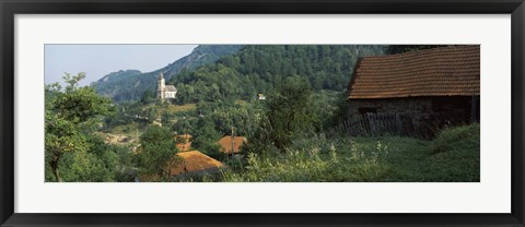 Framed Houses at the hillside, Transylvania, Romania Print