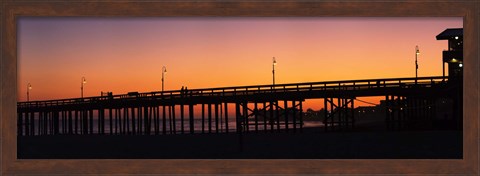 Framed Silhouette of a pier at sunset, Ventura, Ventura County, California, USA Print