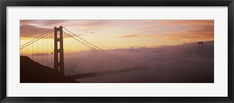 Framed Golden Gate Bridge covered with fog, San Francisco, California Print