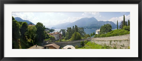 Framed Houses in a town, Villa Melzi, Lake Como, Bellagio, Como, Lombardy, Italy Print