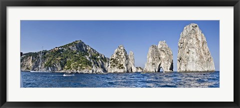 Framed Rock formations in the sea, Faraglioni, Capri, Naples, Campania, Italy Print