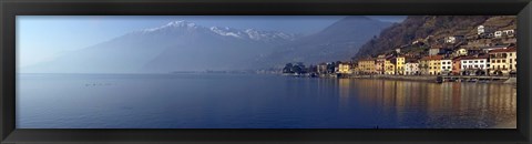 Framed Town at the waterfront, Domaso, Lake Como, Como, Lombardy, Italy Print