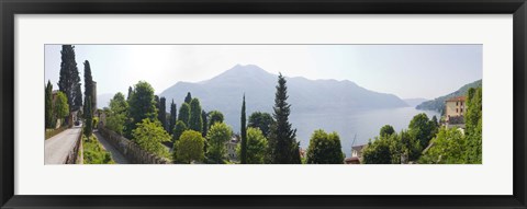 Framed Trees with a lake in background, Lake Como, Villa Passalacqua, Moltrasio, Como, Lombardy, Italy Print