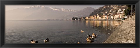 Framed Town at the lakeside, Nobiallo, Lake Como, Como, Lombardy, Italy Print