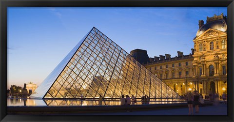 Framed Pyramid in front of the Louvre Museum, Paris, France Print