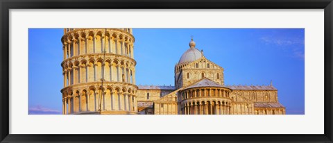 Framed Tower with a cathedral, Pisa Cathedral, Leaning Tower Of Pisa, Piazza Dei Miracoli, Pisa, Tuscany, Italy Print