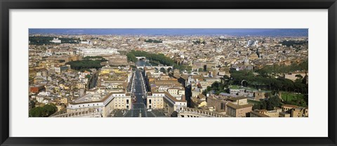 Framed Overview of the historic centre of Rome from the dome of St. Peter&#39;s Basilica, Vatican City, Rome, Lazio, Italy Print