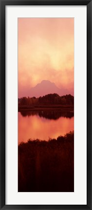 Framed Reflection of a mountain in a river, Oxbow Bend, Snake River, Grand Teton National Park, Teton County, Wyoming, USA Print