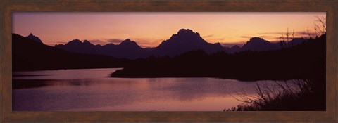 Framed River passing by a mountain range, Oxbow Bend, Snake River, Grand Teton National Park, Teton County, Wyoming, USA Print