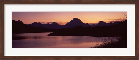 Framed River passing by a mountain range, Oxbow Bend, Snake River, Grand Teton National Park, Teton County, Wyoming, USA Print