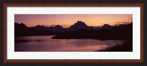 Framed River passing by a mountain range, Oxbow Bend, Snake River, Grand Teton National Park, Teton County, Wyoming, USA Print