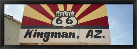 Framed Low angle view of a road sign, Route 66, Kingman, Mohave County, Arizona, USA Print