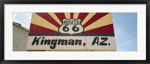 Framed Low angle view of a road sign, Route 66, Kingman, Mohave County, Arizona, USA Print