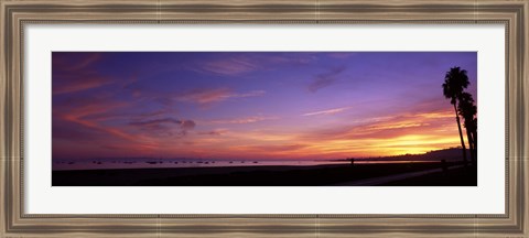 Framed Sunset over the ocean, Santa Barbara, California, USA Print