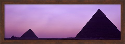 Framed Silhouette of pyramids at dusk, Giza, Egypt Print