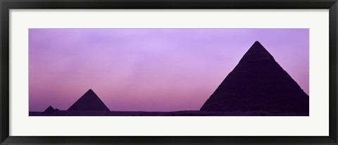 Framed Silhouette of pyramids at dusk, Giza, Egypt Print