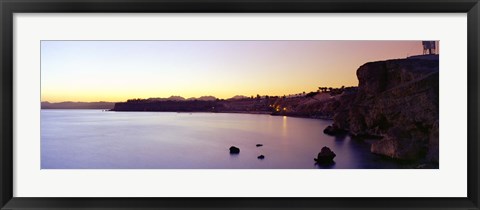 Framed Coastal city at dusk, Ras Um Sid, Sharm al-Sheikh, Sinai Peninsula, Egypt Print