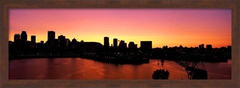 Framed Silhouette of buildings at dusk, Montreal, Quebec, Canada 2010 Print