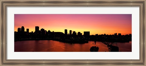 Framed Silhouette of buildings at dusk, Montreal, Quebec, Canada 2010 Print