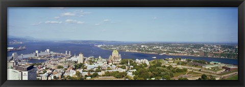 Framed High angle view of a cityscape, Chateau Frontenac Hotel, Quebec City, Quebec, Canada 2010 Print