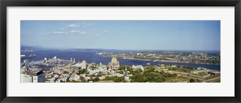 Framed High angle view of a cityscape, Chateau Frontenac Hotel, Quebec City, Quebec, Canada 2010 Print