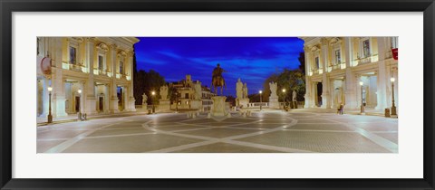 Framed Marcus Aurelius Statue at a town square, Piazza del Campidoglio, Capitoline Hill, Rome, Italy Print