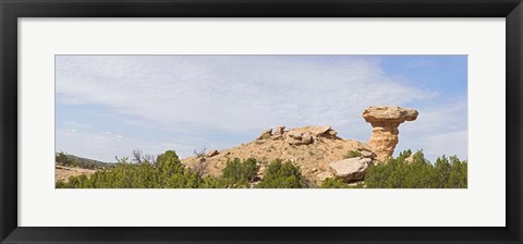 Framed Rock formation on a landscape, Camel Rock, Espanola, Santa Fe, New Mexico, USA Print