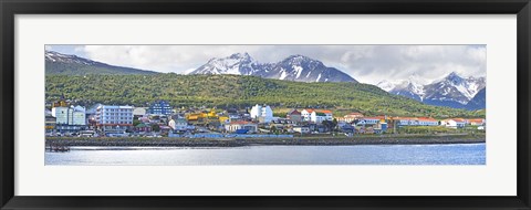 Framed Town at waterfront, Ushuaia, Tierra Del Fuego, Argentina Print