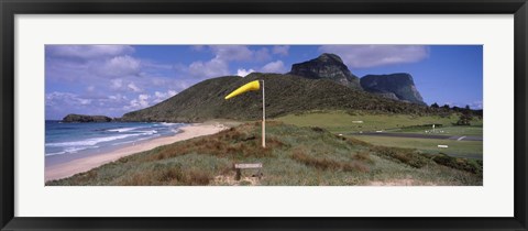 Framed Airstrip on the beach, Blinky Beach, Lord Howe Island, New South Wales, Australia Print