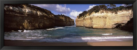 Framed Rock formations in the ocean, Loch Ard Gorge, Port Campbell National Park, Great Ocean Road, Victoria, Australia Print