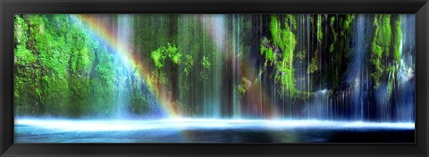 Framed Rainbow formed in front of a waterfall in a forest, Dunsmuir, Siskiyou County, California Print