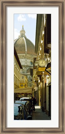 Framed Cars parked in a street with a cathedral in the background, Via Dei Servi, Duomo Santa Maria Del Fiore, Florence, Tuscany, Italy Print