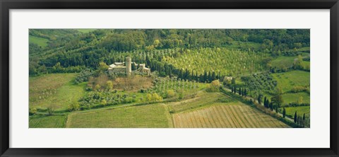 Framed Aerial view of a hotel, Hotel La Badia Di Orvieto, Orvieto, Umbria, Italy Print